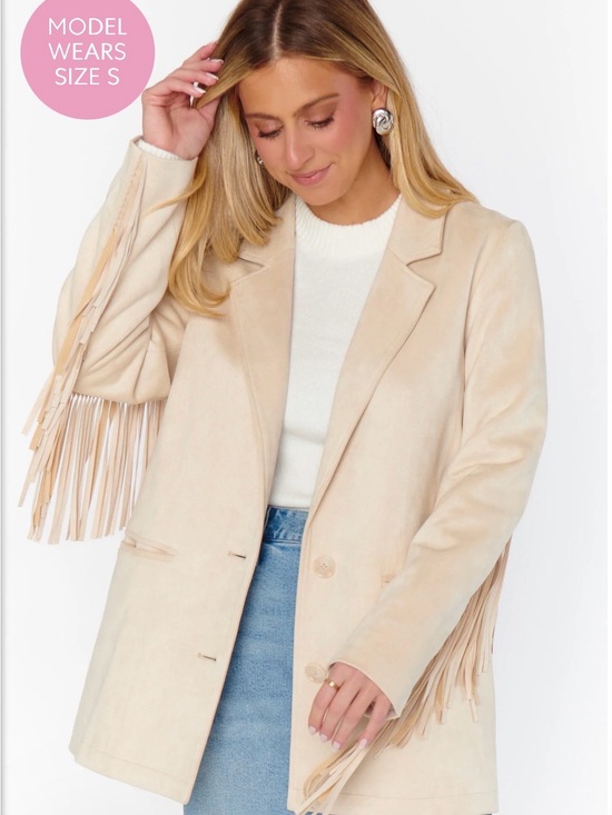 Show Me Your MuMu Jackets & Blazers - Show Me Your MuMu Cream Fringe Blazer